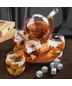 Globe Decanter Set with Whiskey Stones - 6pc Set