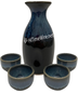 Blue / Black 5pc Sake Set Japanese Ceramic