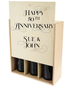 Engraved 3 Bottle Wood Gift Box with Straw