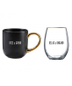 Mug & Stemless Wine Gift Set - Rise & Grind, then Relax & Unwind
