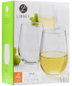 Libby Vina Stemless White Wine Glasses Set of 4 17oz