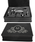 Engraved Black/Silver Leatherette Corkscrew Set with 4 tools