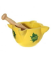 Yellow And Green Mortar W/ Wooden Pestle, Small # 4
